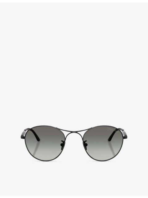 GIORGIO ARMANI AR6177 Round-Frame Metal Sunglasses
