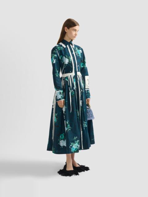Erdem FLORAL PRINT COTTON FAILLE SHIRT DRESS