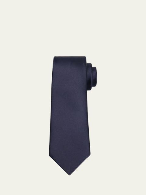 SAINT LAURENT Men's Solid Silk Satin Tie