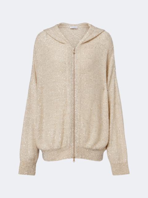 Brunello Cucinelli Knitted sequined zip-up hoodie