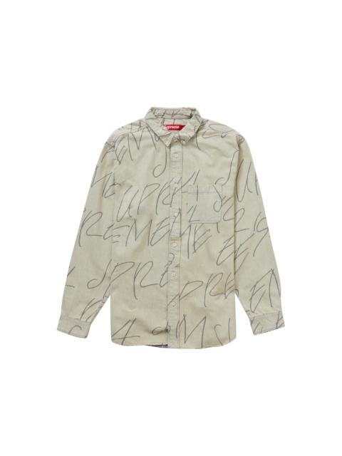 Supreme Supreme Handwriting Jacquard Denim Shirt Dirty
