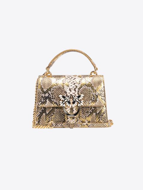 PINKO PINKO GALLERIA MINI LOVE BAG TOP HANDLE LIGHT IN LAMINATED REPTILE-PRINT LEATHER