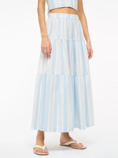 STAUD Sea Stripe Tiered Maxi Skirt