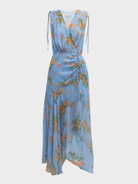 VERONICA BEARD Dovima Sleeveless Ruched Floral Maxi Dress
