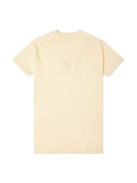 Converse Converse Logo Embroidered Loose Casual mid-length Short Sleeve 'Light Yellow' 10021721-A01