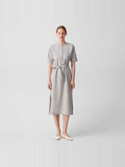 Theory Short-Sleeve Shirt Dress in City Twill