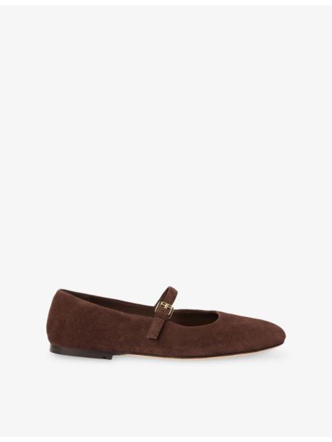 WHISTLES Square-Toe Suede Ballet Flats