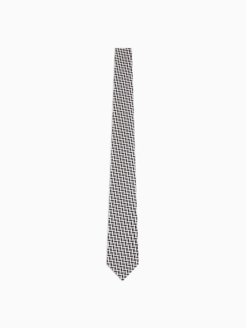 ASV silk tie with chevron print