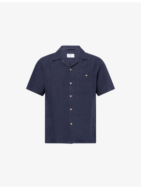 PERCIVAL Short-Sleeve Cuban-Collar Linen Shirt