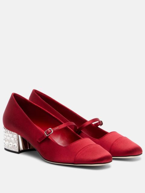 JIMMY CHOO Elisa 45 embellished satin pumps