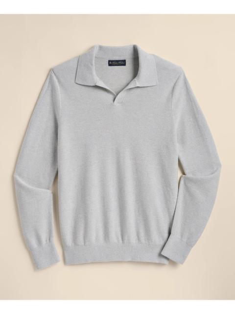 Brooks Brothers Silk Shetland-Texture Johnny Collar Sweater