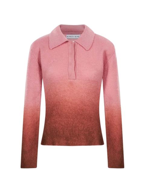 ROWEN ROSE ombré-effect long sleeve polo shirt
