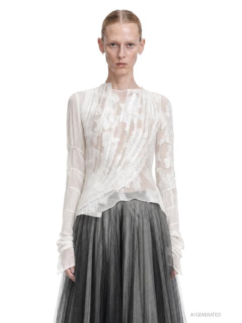 Marc Le Bihan Pleated Lace Long Sleeve Top