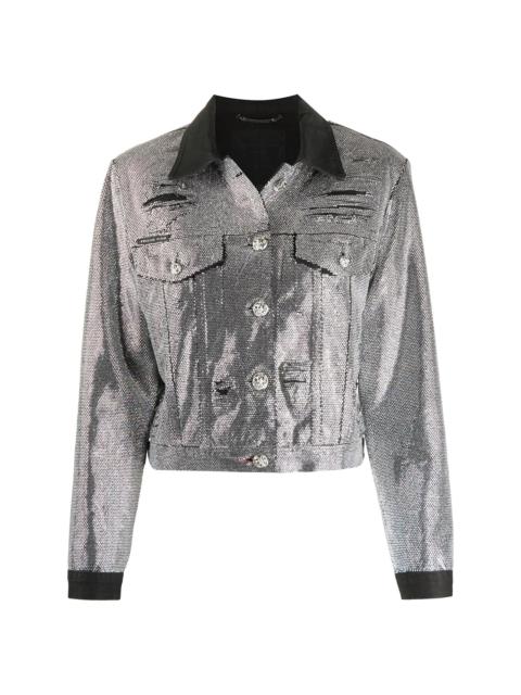 crystal-embellished denim jacket