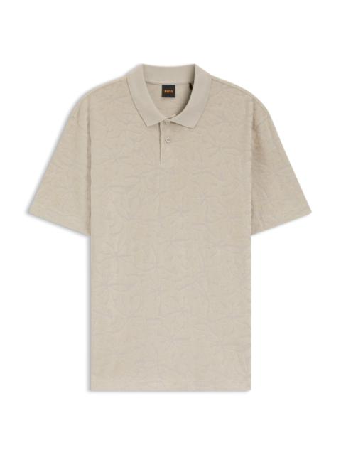 BOSS FLORAL-JACQUARD POLO SHIRT IN A COTTON BLEND