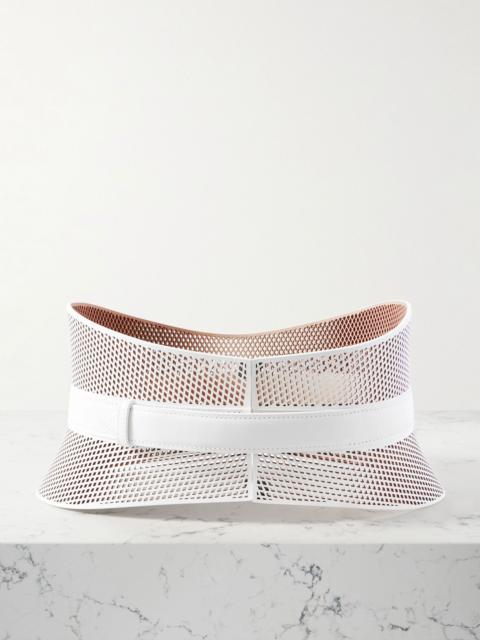Alaïa Neo Bustier laser-cut leather belt White