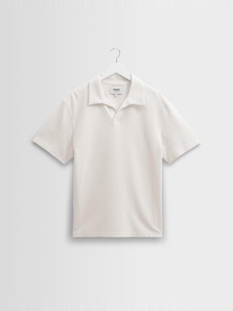 Wax London Atwood - Ecru Textured Organic Cotton Polo Shirt