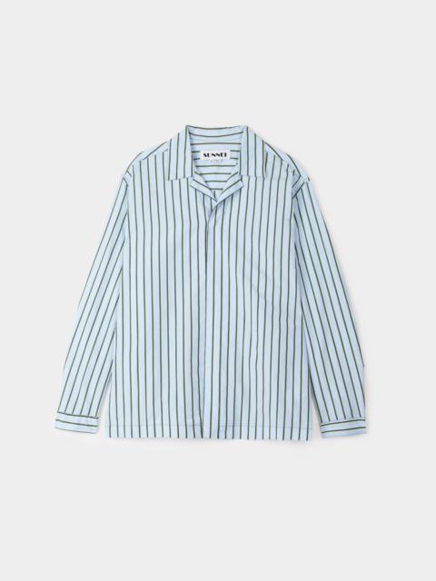 SUNNEI REGULAR SHIRT / green & blue stripes