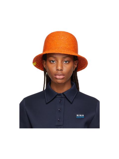 NINA RICCI Orange Straw Beach Hat