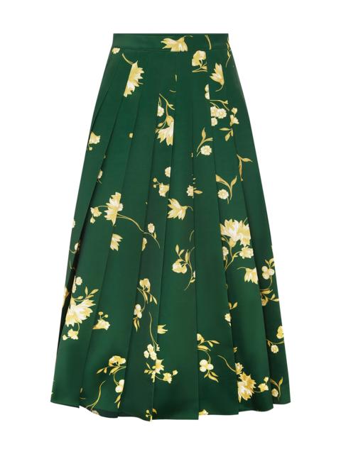LEO LIN June Pleated Maxi Skirt dark green