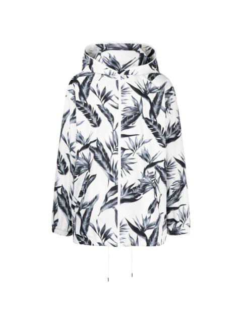 leaf-print hooded jacket