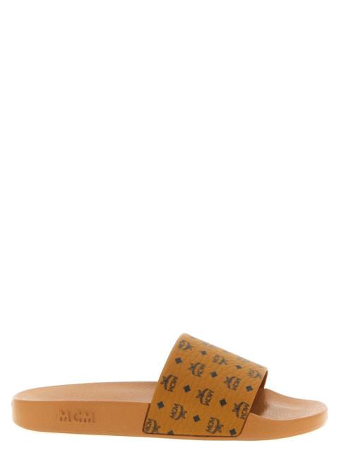 MCM Logo Slides Sandals Brown