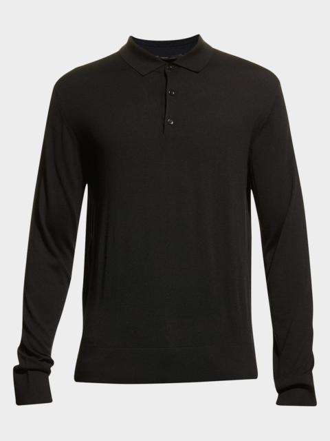 Superlight Baby Cashmere Long-Sleeve Polo Shirt, Susina