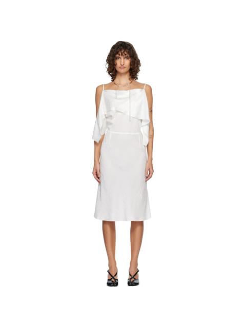 MM6 Maison Margiela Off-White Folded Jacquard Slip Midi Dress