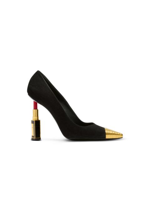 Balmain Lipstick pumps in suede leather and brass