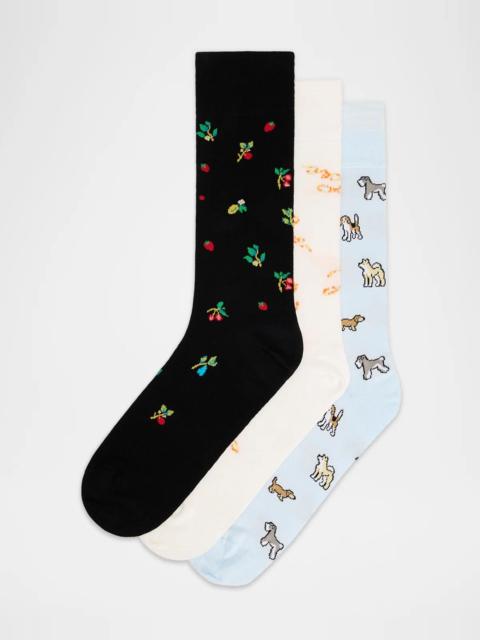 Paul Smith 3-Pack Printed Cotton-Blend Crew Socks