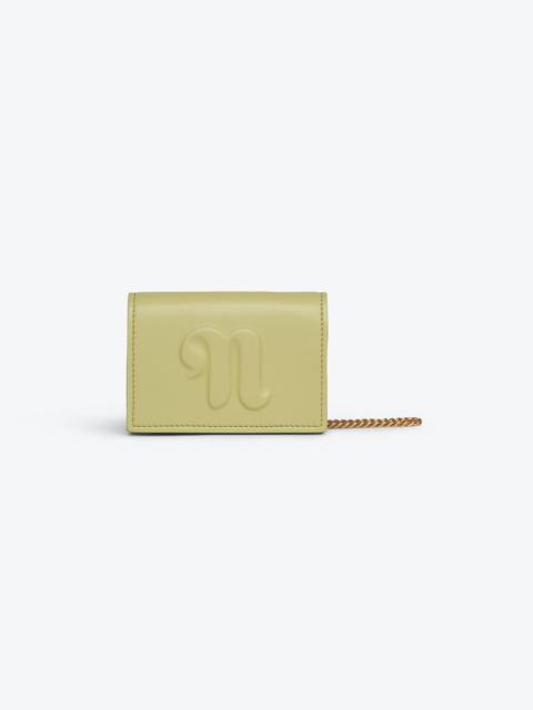 Nanushka THE CONCERTINA MINI - Alt-nappa chain-trimmed cardholder - Lime