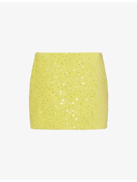 David Koma Sequinned-Boucle Woven Mini Skirt