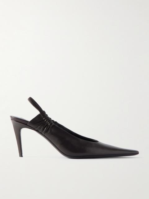 SAINT LAURENT Anne Marie Gathered Leather Slingback Pumps