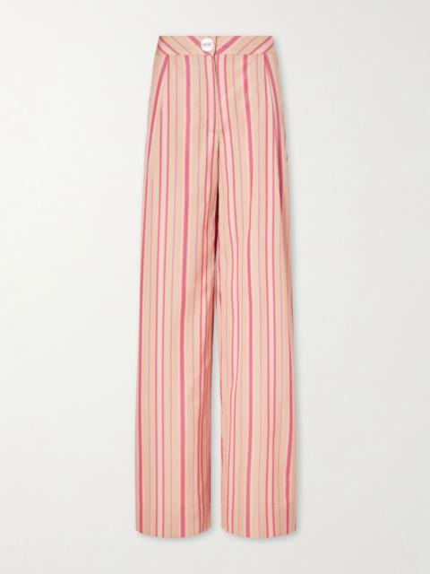 Thierry Colson Loulou pleated striped cotton-poplin wide-leg pants Pink