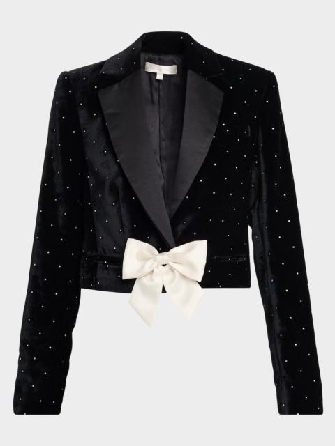 LoveShackFancy Orlisa Cropped Velvet Blazer