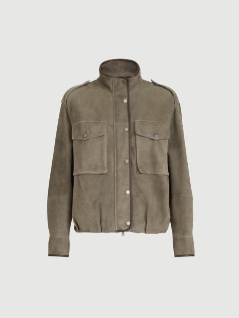 Brunello Cucinelli Couture suede outerwear jacket with monili