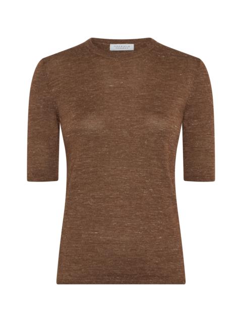 GABRIELA HEARST Chryse Knit T-Shirt in Chestnut Cashmere Silk with Hemp