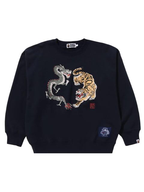 A BATHING APE® BAPE Japan Culture Tiger And Dragon Crewneck 'Navy'