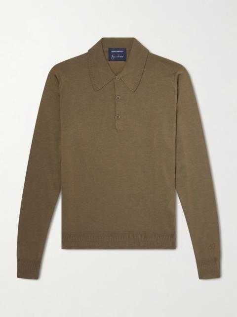 JOHN SMEDLEY Bill Nighy Merino Wool Polo T-Shirt