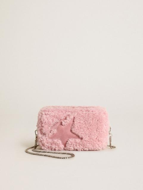 Golden Goose Women's Mini Star Bag in pink shearling with suede star