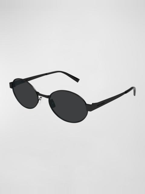 SAINT LAURENT Logo Metal Oval Sunglasses