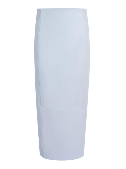 KHAITE Lyle Plonge Leather Maxi Skirt light blue