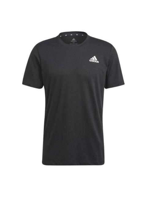 adidas Solid Color Logo Round Neck Pullover Short Sleeve Black GR0514