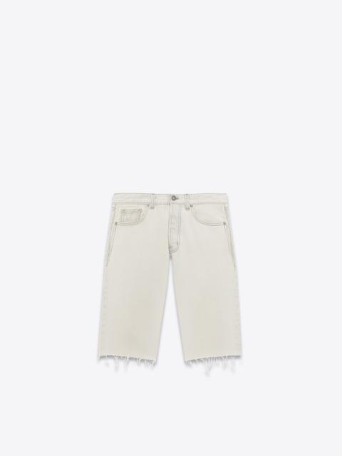 SAINT LAURENT relaxed-fit shorts in grey bleach white denim