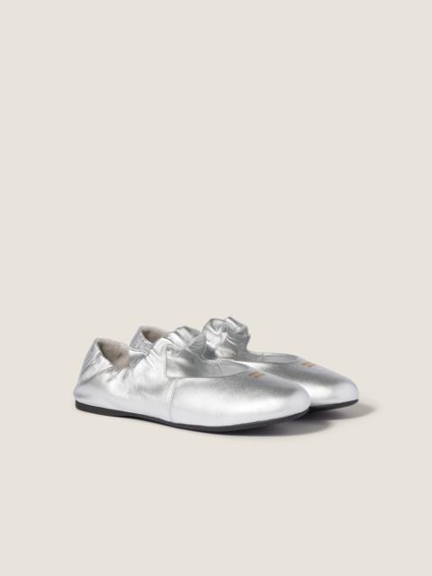 Miu Miu Ruches mordoré nappa leather ballerinas