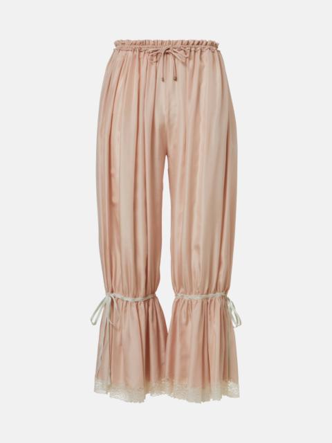 Chloé Lace-trimmed silk pongé cropped pants