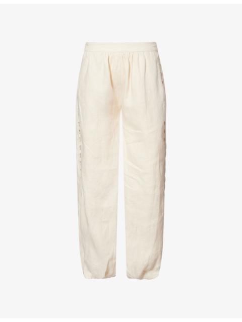 SIMKHAI Selah Lace Balloon Linen-Blend Trousers