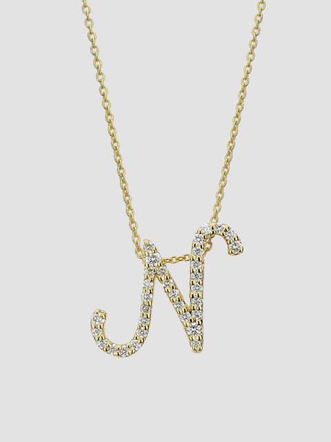 ROBERTO COIN Women's Tiny Treasures Script Initial 18K Yellow Gold, Ruby & 0.24-0.34 TCW Diamond Pendant Necklace