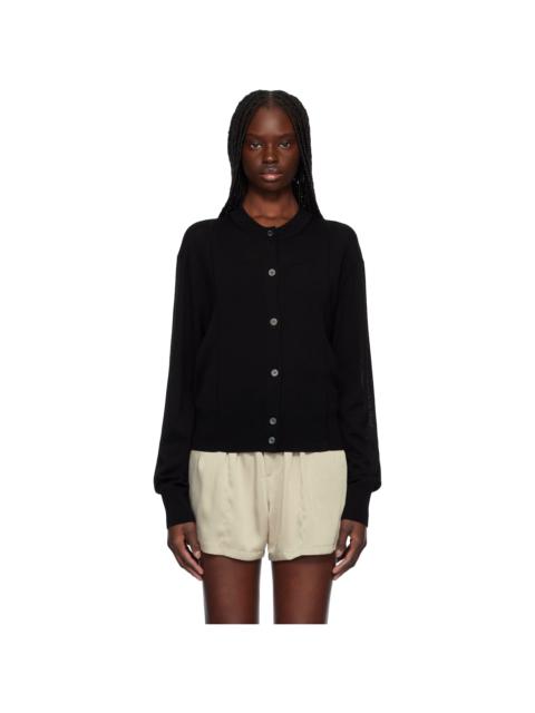 RECTO Black Crewneck Sheer Knit Cardigan