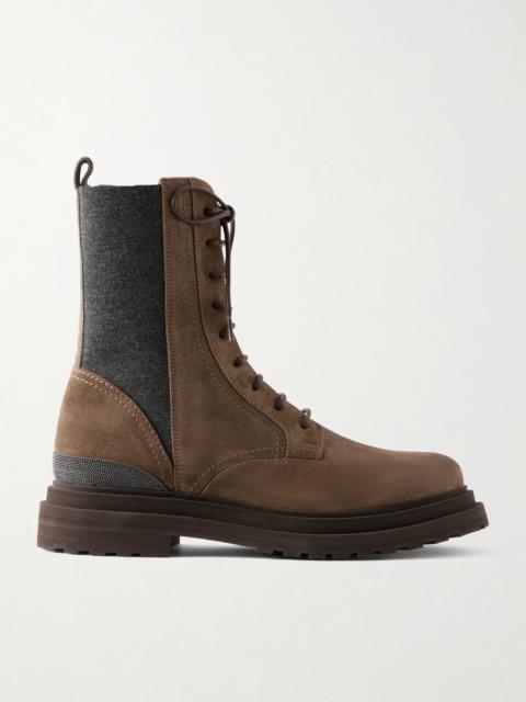 Brunello Cucinelli Suede Ankle Combat Boots